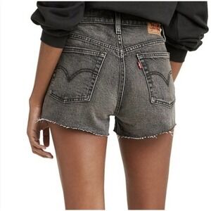 Women's Levi's 501 High Rise Jean Shorts Better Weathered Black Denim Sz 32 / 14
